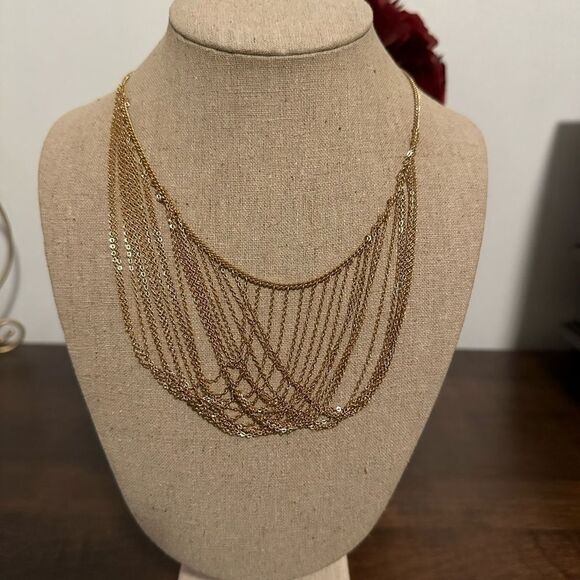 🆕 Vintage Sarah Coventry Gold Tone Multi Chain Drape Bib Necklace. - Picture 1 of 4